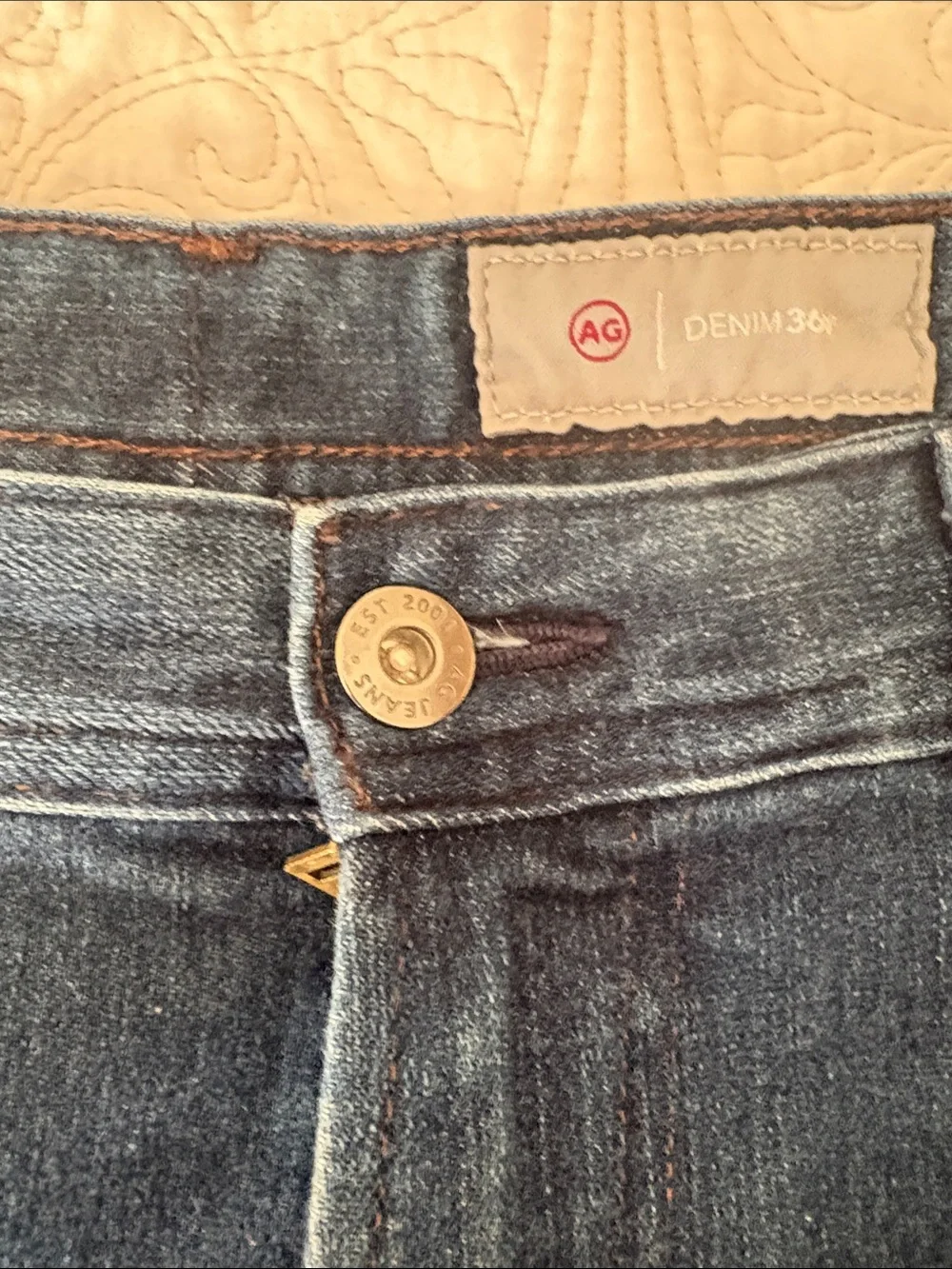 Ag Adriano Goldschmied Men's Straight Jeans in Dark Blue Denim